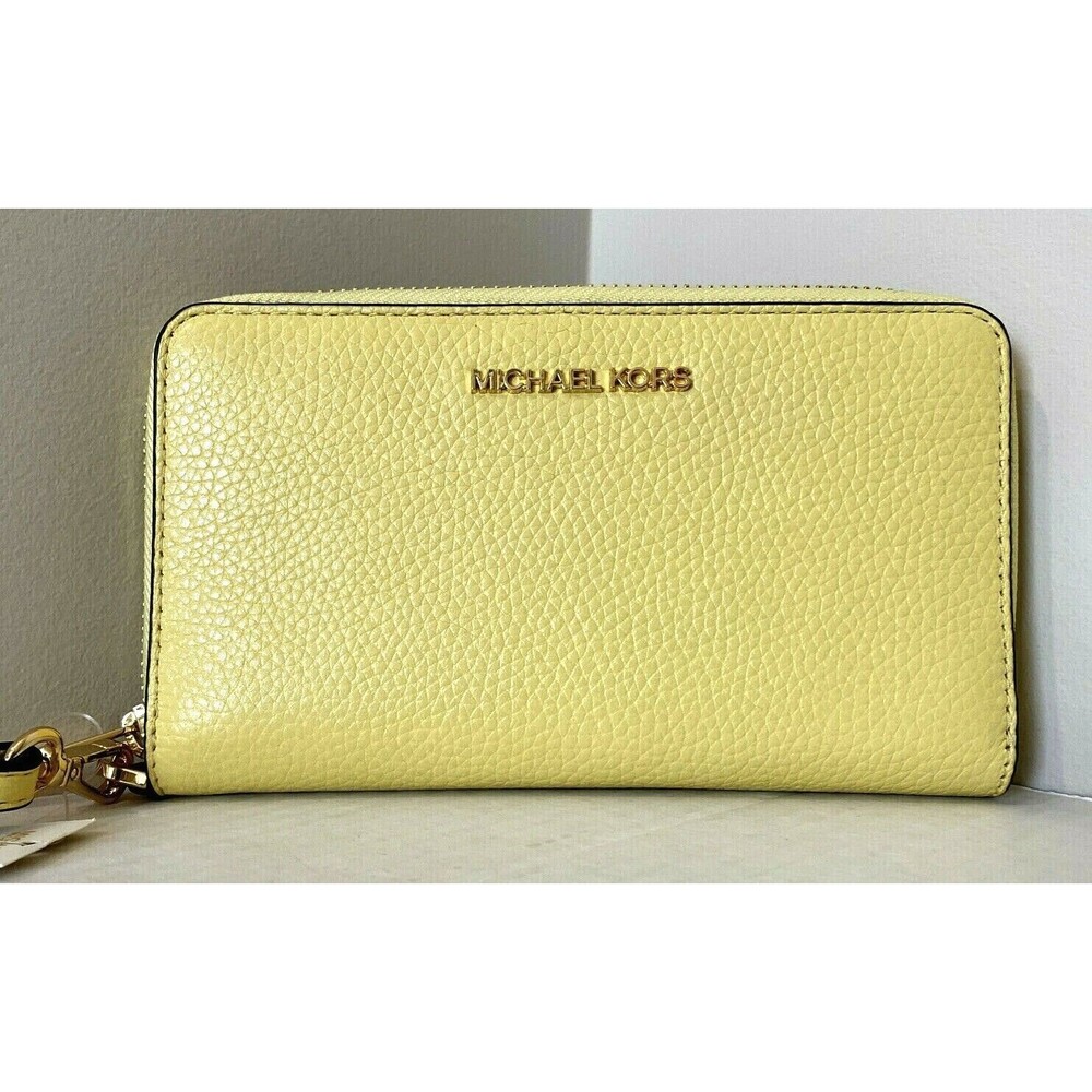 New Michael Kors Jet Set Travel Large Flat phone case Leather wallet Buttercup